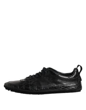 Dolce & Gabbana Black Exotic Leather Low Top Sneakers Shoes