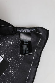 Dolce & Gabbana Black White Printed Square Men Foulard Scarf