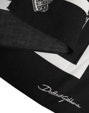 Dolce & Gabbana Black White Printed Square Foulard Scarf