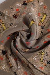 Dolce & Gabbana Brown Silk Printed Square Men Foulard Scarf