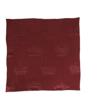 Dolce & Gabbana Maroon Silk Crown Square Men Foulard Scarf