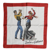 Dolce & Gabbana White Printed Silk Square Men Foulard Scarf