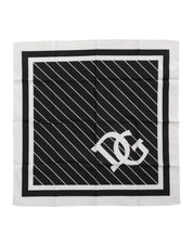 Dolce & Gabbana Black White DG Logo Square Men Foulard Scarf