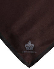 Dolce & Gabbana Brown DG Crown Silk Square Men Foulard Scarf