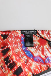 Dolce & Gabbana Black Multicolor Print Square Foulard Scarf
