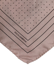 Dolce & Gabbana Beige Dotted Silk Square Men Foulard Scarf