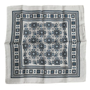 Dolce & Gabbana White Green Print Silk Square Foulard Scarf