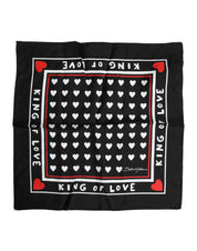 Dolce & Gabbana Black Printed Silk Square Men Foulard Scarf