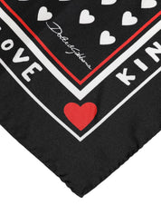 Dolce & Gabbana Black Printed Silk Square Men Foulard Scarf