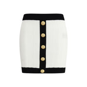 Balmain White Viscose Mini Skirt
