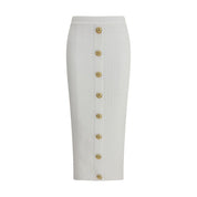 Balmain White Viscose Midi Skirt