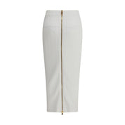 Balmain White Viscose Midi Skirt