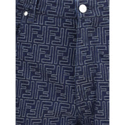 Fendi Blue Cotton Bermuda Shorts