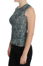 Dolce & Gabbana Blue Wool Sweater Sleeveless Pullover