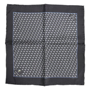 Dolce & Gabbana Black Fish Print Silk Square Men Foulard Scarf