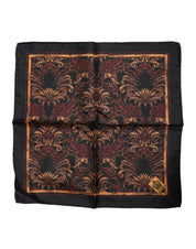 Dolce & Gabbana Black Floral Silk Square Men Foulard Scarf