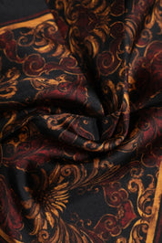 Dolce & Gabbana Black Floral Silk Square Men Foulard Scarf