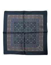 Dolce & Gabbana Blue Printed Silk Square Men Foulard Scarf