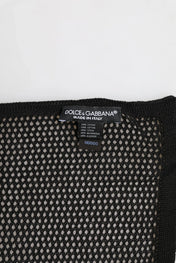 Dolce & Gabbana Black Patterned Cotton Square Foulard Scarf