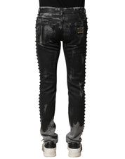 Dolce & Gabbana Black Washed Embellished Skinny Denim Jeans