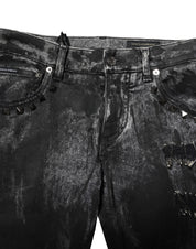 Dolce & Gabbana Black Washed Embellished Skinny Denim Jeans