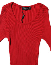 Dolce & Gabbana Red Round Neck Short Sleeves Pullover Top