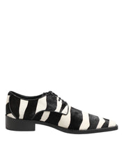 Dolce & Gabbana Black White Zebra Pony Fur Dress Shoes