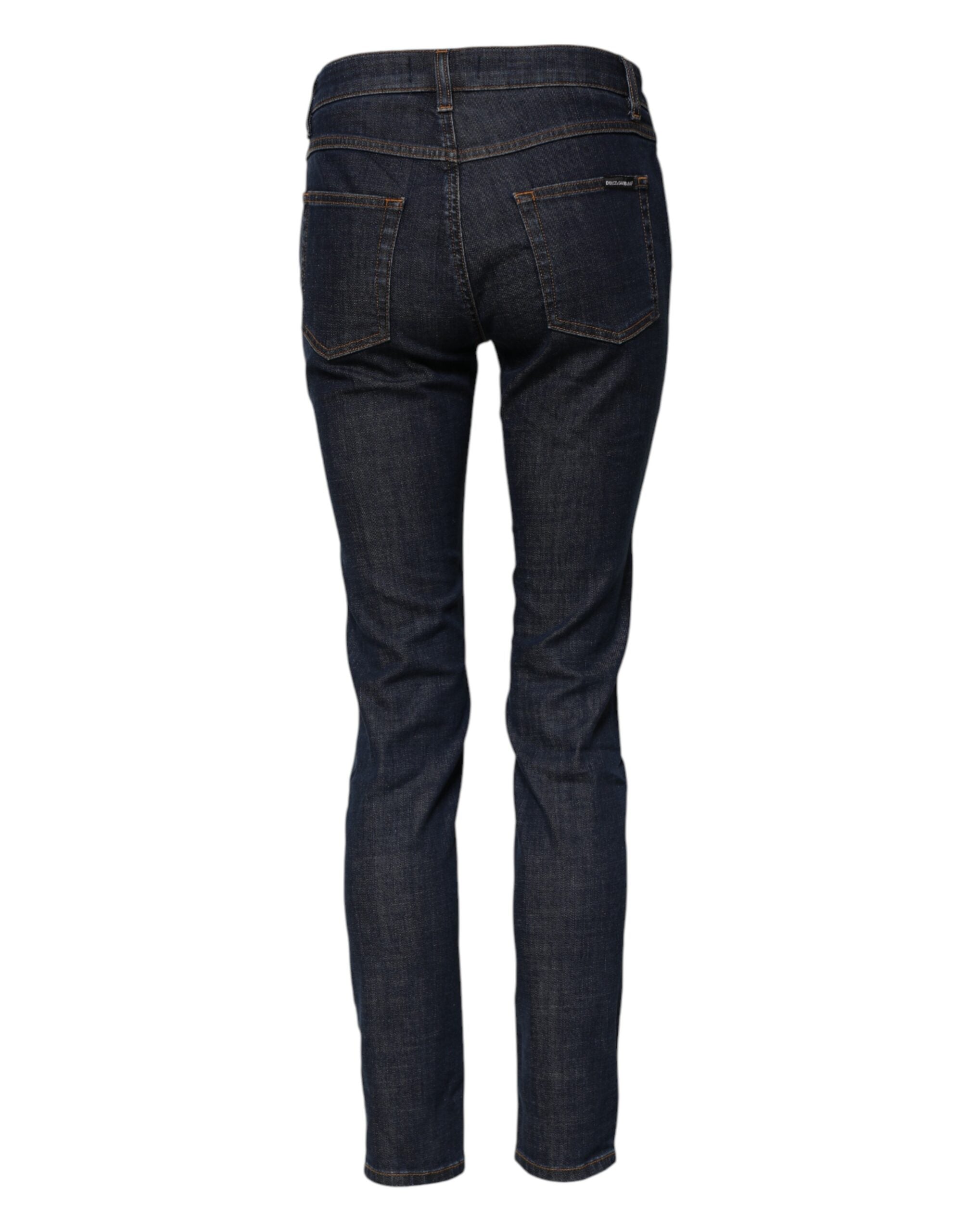 Dolce & Gabbana Blue Skinny Cotton Mid Waisted Denim Jeans