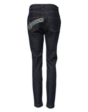 Dolce & Gabbana Blue Queen Patch AUDREY Mid Waist Denim Jeans