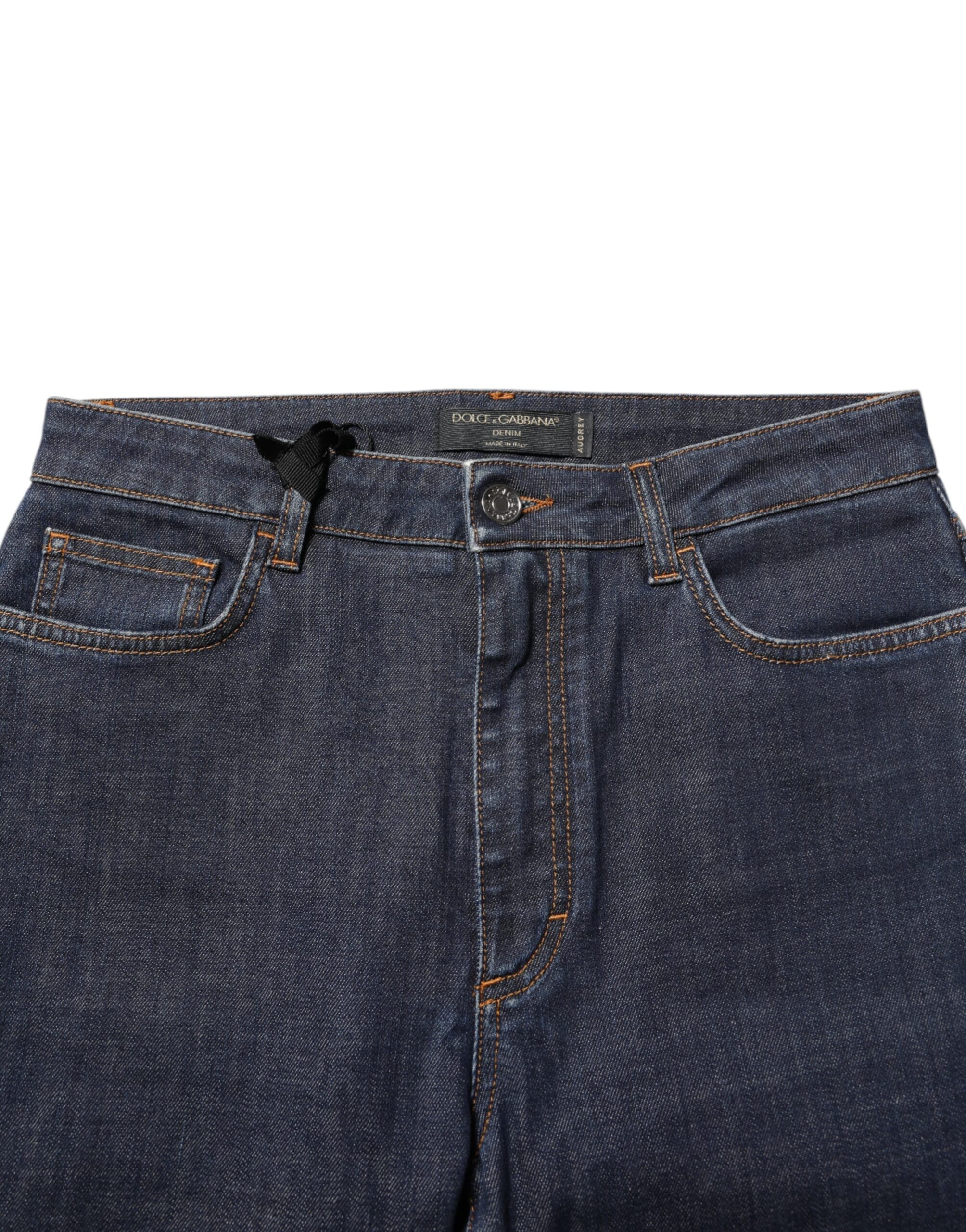 Dolce & Gabbana Blue Queen Patch AUDREY Mid Waist Denim Jeans