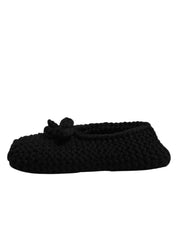 Dolce & Gabbana Black Wool Slip On Flats Ballerina Shoes