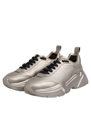 Dolce & Gabbana Silver DAYMASTER Leather Men Sneakers Shoes