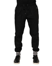 Dolce & Gabbana Black Cotton Logo Tape Men Jogger Pants