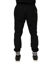 Dolce & Gabbana Black Cotton Logo Tape Men Jogger Pants