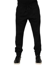 Dolce & Gabbana Black Cotton Men Jogger Sweatpants Pants