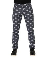 Dolce & Gabbana Dark Gray Logo Cotton Skinny Slim Denim Jeans