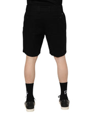 Dolce & Gabbana Black Cotton Knee Length Men Bermuda Shorts