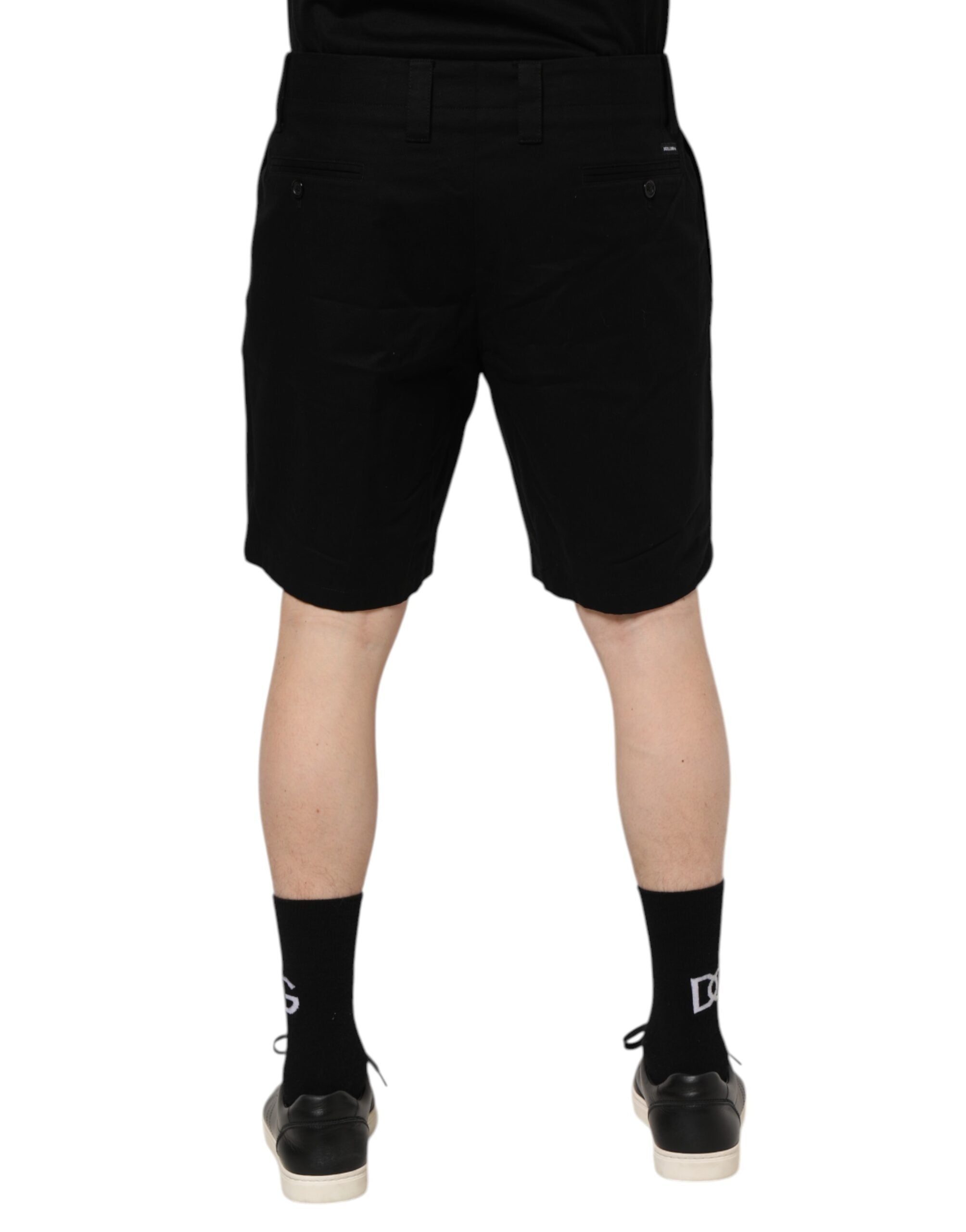 Dolce & Gabbana Black Cotton Knee Length Men Bermuda Shorts