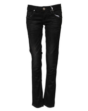Acht Black Cotton Slim Fit Denim Low Waist Denim Jeans