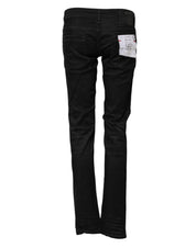 Acht Black Cotton Slim Fit Denim Low Waist Denim Jeans