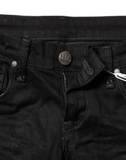 Acht Black Cotton Slim Fit Denim Low Waist Denim Jeans