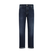 Brunello Cucinelli Blue Cotton Straight-Leg Jeans