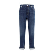 Brunello Cucinelli Blue Cotton Straight-Leg Jeans