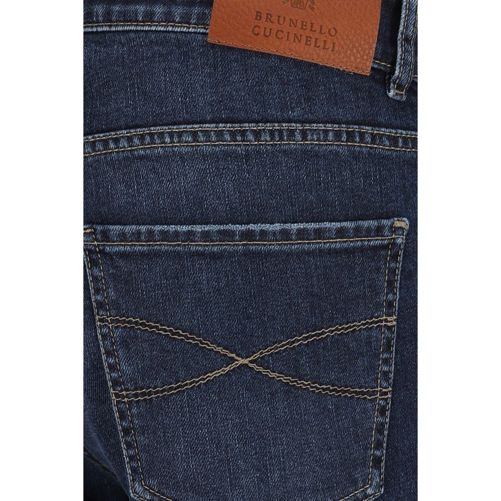 Brunello Cucinelli Blue Cotton Straight-Leg Jeans