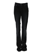 John Galliano Black Cotton Mid Waist Tapered Denim Jeans