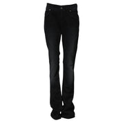 John Galliano Black Cotton Mid Waist Tapered Denim Jeans