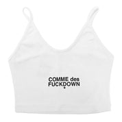 Comme Des Fuckdown White Cotton Women Crop Top
