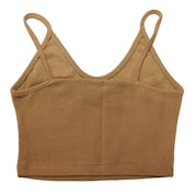 Comme Des Fuckdown Brown Cotton Women Crop Top