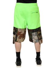 Dolce & Gabbana Green Patchwork Cargo Bermuda Men Shorts