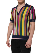 Dolce & Gabbana Multicolor Stripes Collared Men Polo T-shirt